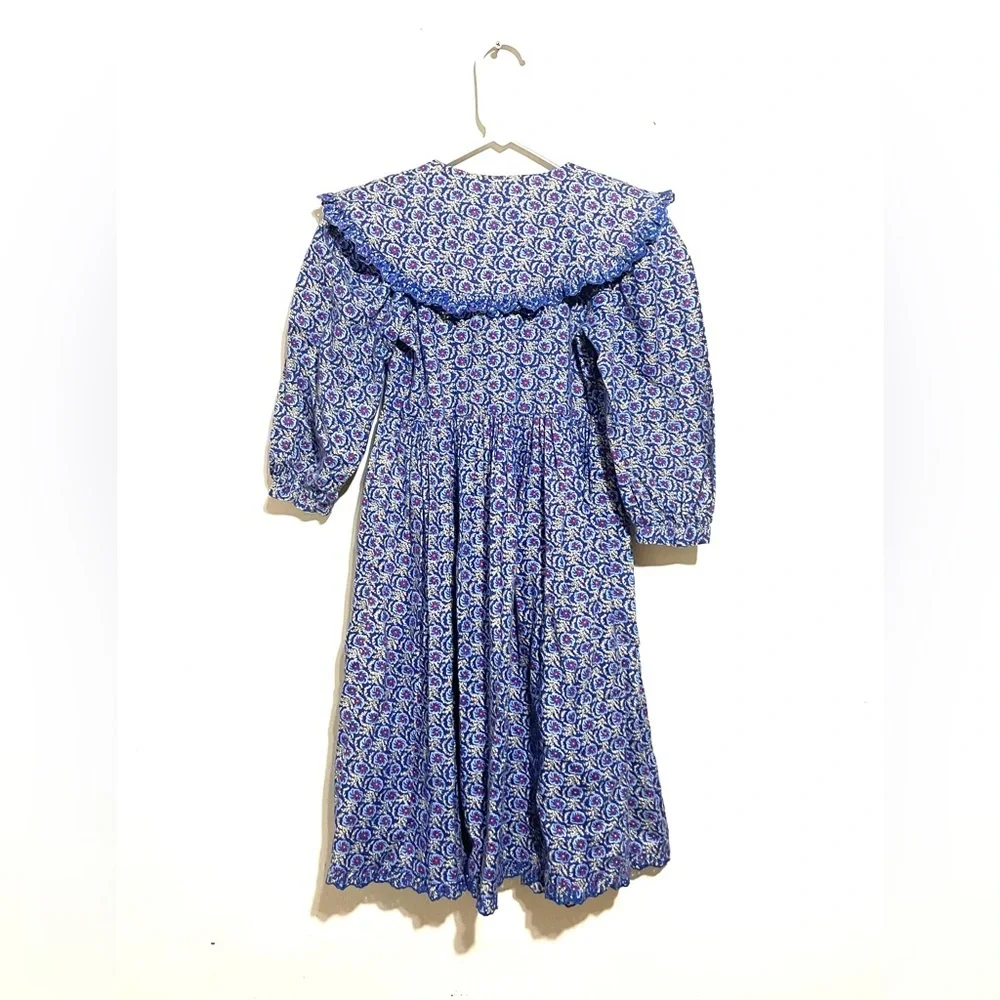 Mouse‎ Feathers Vintage Blue Floral Prairie Dress Spring School Size 7